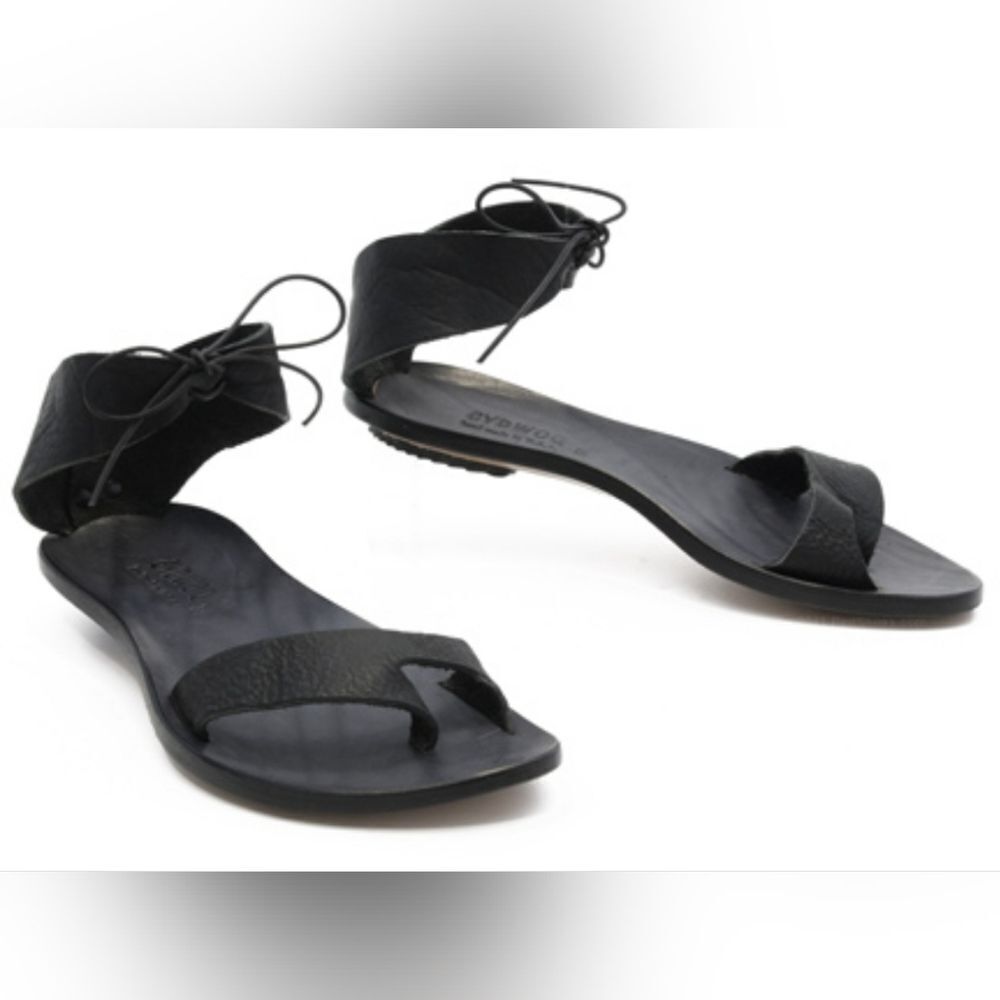 Cydwoq Copy Black Metallic Leather Women's Sandals - Picture 3 of 13